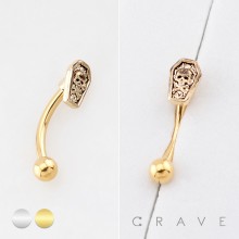 GOTHIC COFFIN SKULL ENGRAVED 316L SURGICAL STEEL CURVED BARBELL/EYEBROW